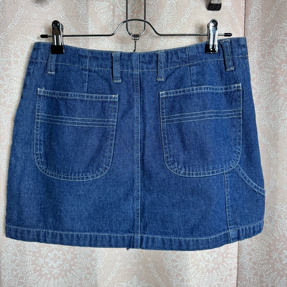 Y2K Mini Denim Skort W/ Cargo Style Pockets by Vintage Blue Size 5 Low Rise